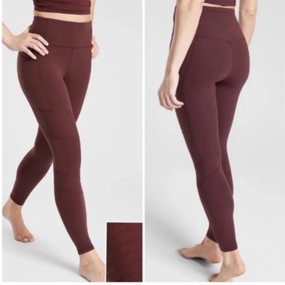 Athleta Inclination Moto Tight Antique Burgundy Size M